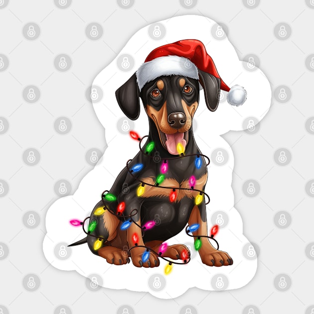 Christmas Doberman Pinscher Sticker by Chromatic Fusion Studio